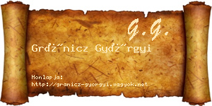 Gránicz Györgyi névjegykártya