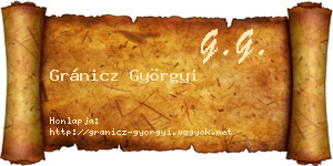 Gránicz Györgyi névjegykártya